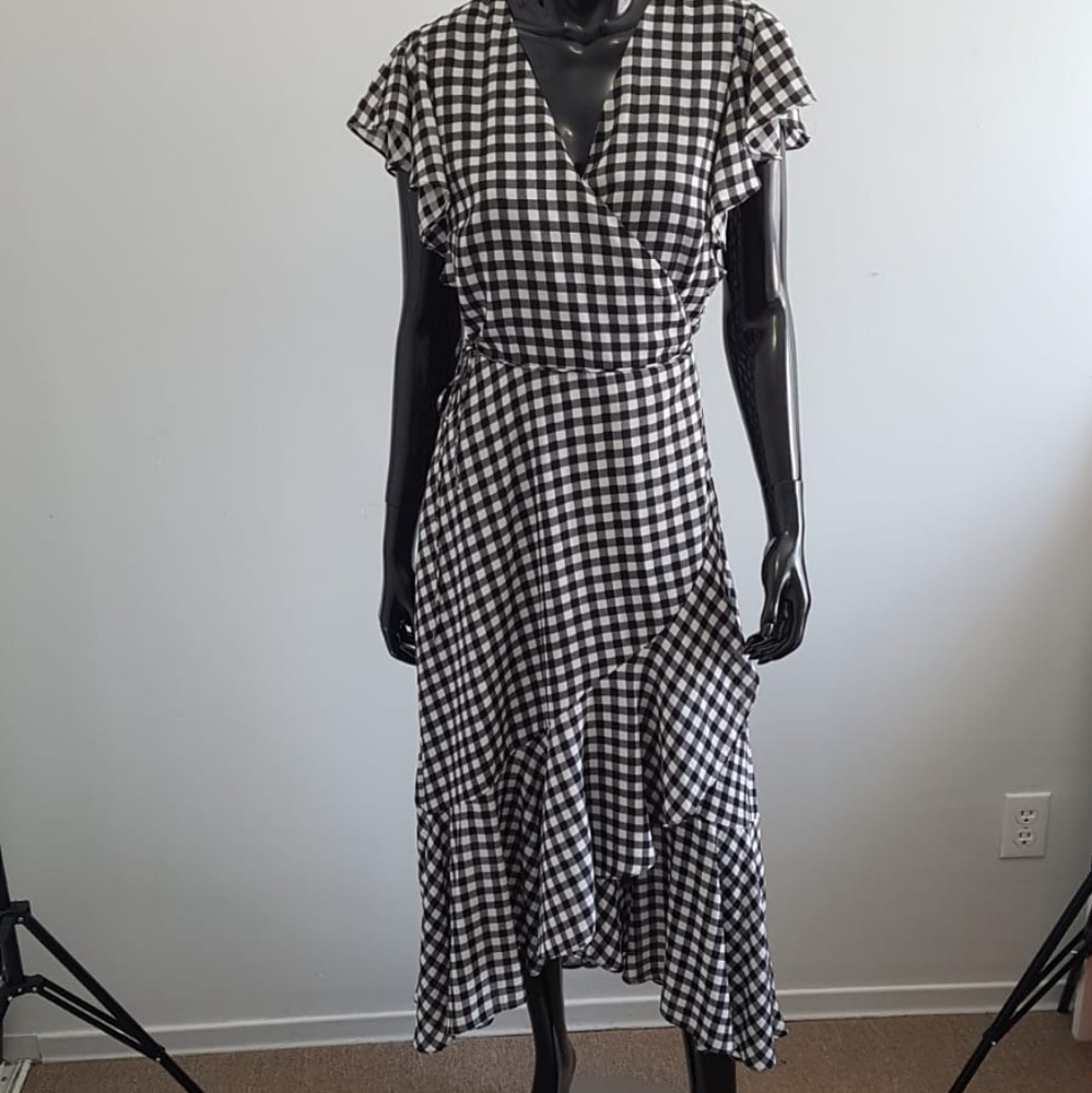 IMNYC Isaac Mizrahi Plaid H8gh Low Dress Size M